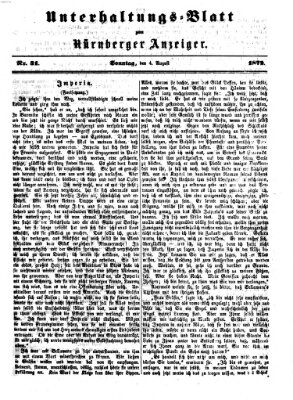 Nürnberger Anzeiger. Unterhaltungs-Blatt (Nürnberger Anzeiger) Sonntag 4. August 1872