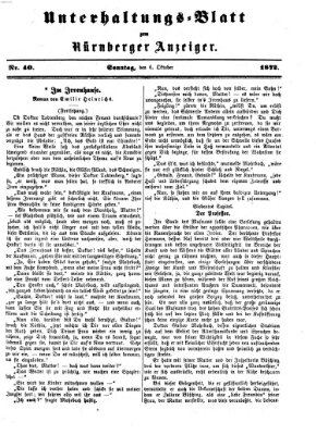 Nürnberger Anzeiger. Unterhaltungs-Blatt (Nürnberger Anzeiger) Sonntag 6. Oktober 1872