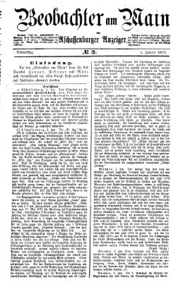 Beobachter am Main und Aschaffenburger Anzeiger Donnerstag 4. Januar 1872