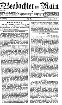 Beobachter am Main und Aschaffenburger Anzeiger Samstag 6. Januar 1872