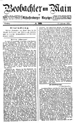 Beobachter am Main und Aschaffenburger Anzeiger Samstag 10. Februar 1872