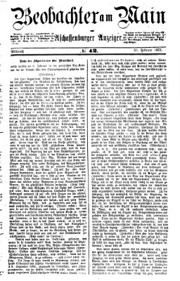 Beobachter am Main und Aschaffenburger Anzeiger Mittwoch 21. Februar 1872