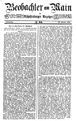 Beobachter am Main und Aschaffenburger Anzeiger Donnerstag 22. Februar 1872