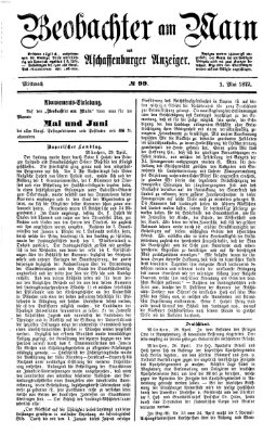 Beobachter am Main und Aschaffenburger Anzeiger Mittwoch 1. Mai 1872