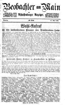 Beobachter am Main und Aschaffenburger Anzeiger Sonntag 19. Mai 1872