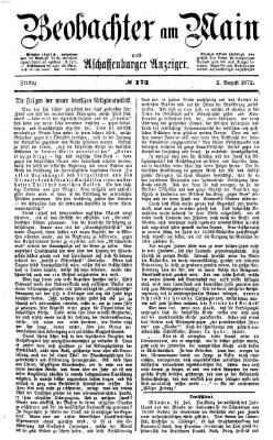 Beobachter am Main und Aschaffenburger Anzeiger Freitag 2. August 1872