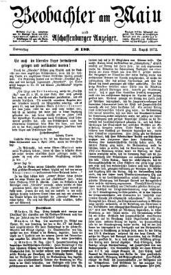 Beobachter am Main und Aschaffenburger Anzeiger Donnerstag 22. August 1872