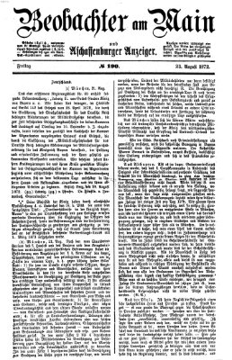 Beobachter am Main und Aschaffenburger Anzeiger Freitag 23. August 1872