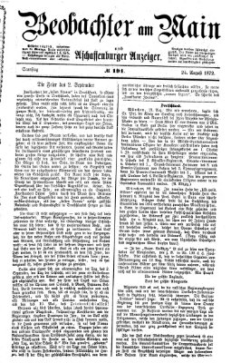 Beobachter am Main und Aschaffenburger Anzeiger Samstag 24. August 1872