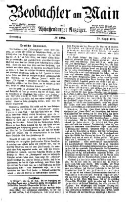 Beobachter am Main und Aschaffenburger Anzeiger Donnerstag 29. August 1872