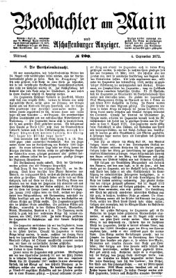 Beobachter am Main und Aschaffenburger Anzeiger Mittwoch 4. September 1872