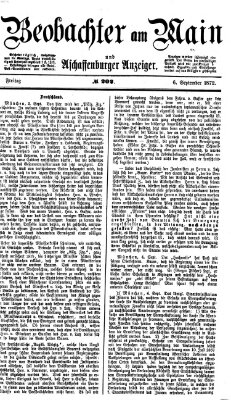 Beobachter am Main und Aschaffenburger Anzeiger Freitag 6. September 1872