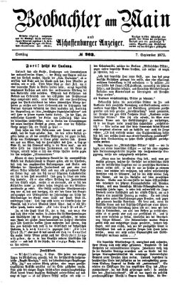 Beobachter am Main und Aschaffenburger Anzeiger Samstag 7. September 1872