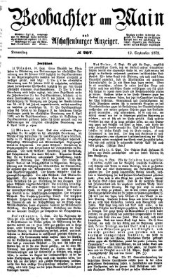 Beobachter am Main und Aschaffenburger Anzeiger Donnerstag 12. September 1872