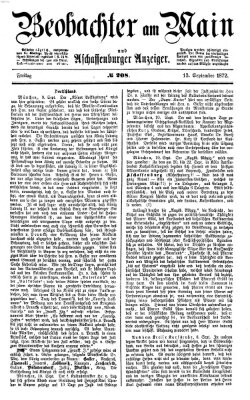 Beobachter am Main und Aschaffenburger Anzeiger Freitag 13. September 1872