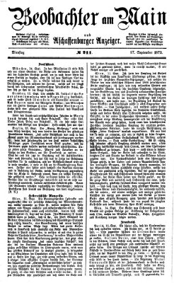 Beobachter am Main und Aschaffenburger Anzeiger Dienstag 17. September 1872