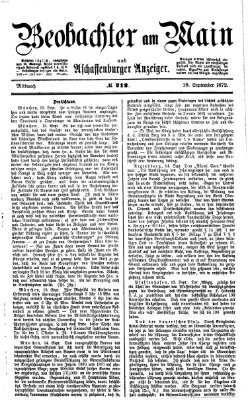 Beobachter am Main und Aschaffenburger Anzeiger Mittwoch 18. September 1872