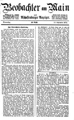 Beobachter am Main und Aschaffenburger Anzeiger Donnerstag 19. September 1872