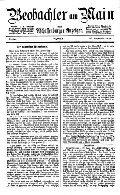 Beobachter am Main und Aschaffenburger Anzeiger Freitag 20. September 1872