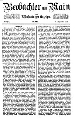 Beobachter am Main und Aschaffenburger Anzeiger Samstag 28. September 1872