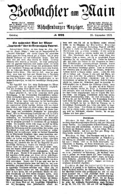 Beobachter am Main und Aschaffenburger Anzeiger Sonntag 29. September 1872