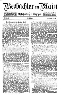 Beobachter am Main und Aschaffenburger Anzeiger Mittwoch 2. Oktober 1872