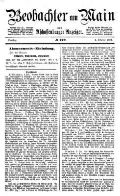 Beobachter am Main und Aschaffenburger Anzeiger Samstag 5. Oktober 1872