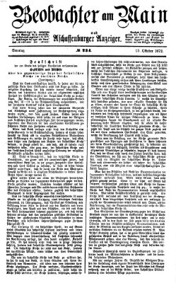 Beobachter am Main und Aschaffenburger Anzeiger Sonntag 13. Oktober 1872