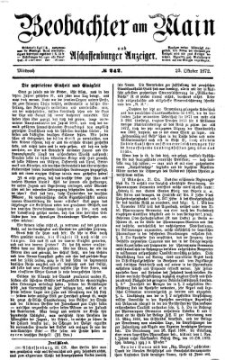 Beobachter am Main und Aschaffenburger Anzeiger Mittwoch 23. Oktober 1872