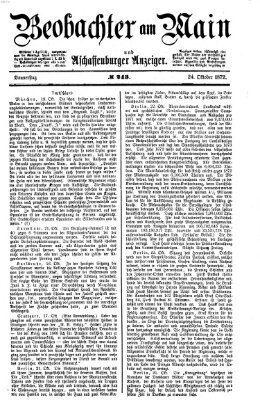 Beobachter am Main und Aschaffenburger Anzeiger Donnerstag 24. Oktober 1872