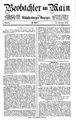 Beobachter am Main und Aschaffenburger Anzeiger Sonntag 10. November 1872