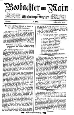 Beobachter am Main und Aschaffenburger Anzeiger Sonntag 1. Dezember 1872