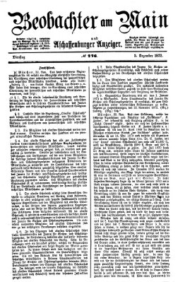 Beobachter am Main und Aschaffenburger Anzeiger Dienstag 3. Dezember 1872