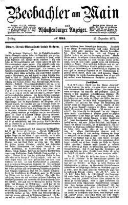 Beobachter am Main und Aschaffenburger Anzeiger Freitag 13. Dezember 1872