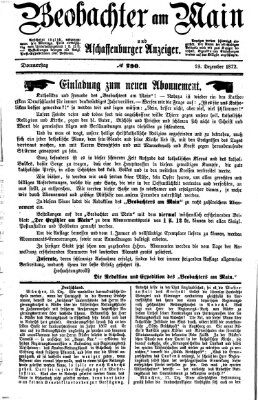 Beobachter am Main und Aschaffenburger Anzeiger Donnerstag 19. Dezember 1872