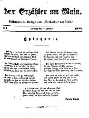 Der Erzähler am Main (Beobachter am Main und Aschaffenburger Anzeiger) Samstag 6. Januar 1872