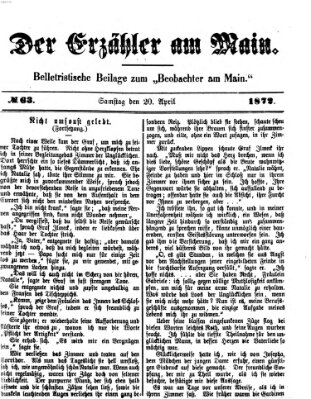 Der Erzähler am Main (Beobachter am Main und Aschaffenburger Anzeiger) Samstag 20. April 1872