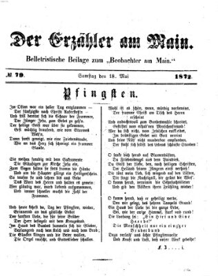 Der Erzähler am Main (Beobachter am Main und Aschaffenburger Anzeiger) Samstag 18. Mai 1872