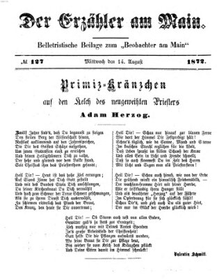 Der Erzähler am Main (Beobachter am Main und Aschaffenburger Anzeiger) Mittwoch 14. August 1872