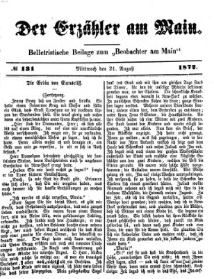 Der Erzähler am Main (Beobachter am Main und Aschaffenburger Anzeiger) Mittwoch 21. August 1872