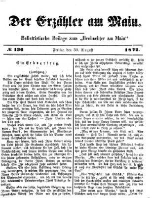 Der Erzähler am Main (Beobachter am Main und Aschaffenburger Anzeiger) Freitag 30. August 1872