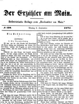 Der Erzähler am Main (Beobachter am Main und Aschaffenburger Anzeiger) Montag 2. September 1872