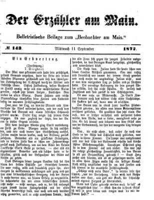 Der Erzähler am Main (Beobachter am Main und Aschaffenburger Anzeiger) Mittwoch 11. September 1872