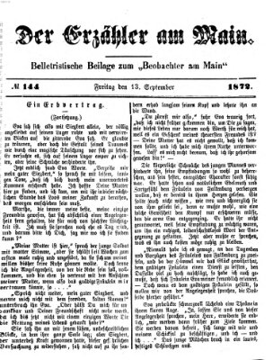 Der Erzähler am Main (Beobachter am Main und Aschaffenburger Anzeiger) Freitag 13. September 1872