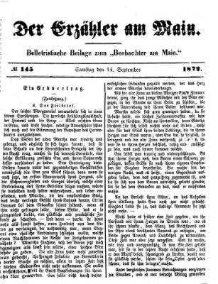 Der Erzähler am Main (Beobachter am Main und Aschaffenburger Anzeiger) Samstag 14. September 1872