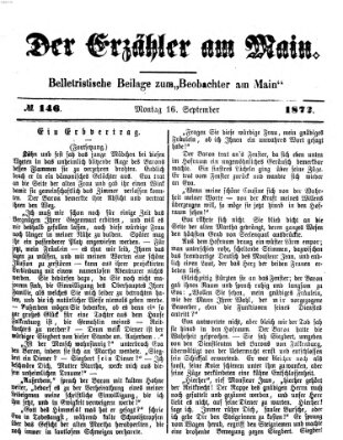 Der Erzähler am Main (Beobachter am Main und Aschaffenburger Anzeiger) Montag 16. September 1872