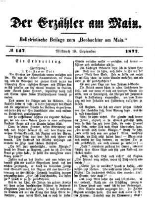 Der Erzähler am Main (Beobachter am Main und Aschaffenburger Anzeiger) Mittwoch 18. September 1872