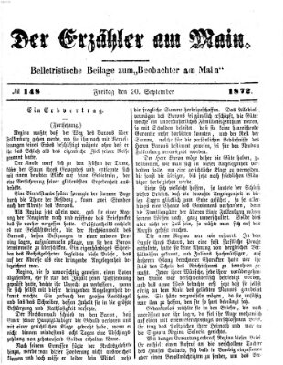 Der Erzähler am Main (Beobachter am Main und Aschaffenburger Anzeiger) Freitag 20. September 1872