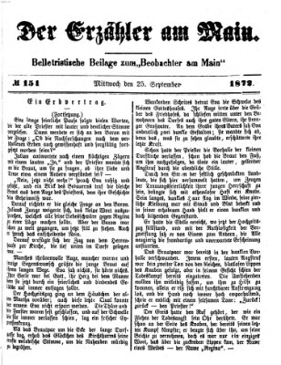 Der Erzähler am Main (Beobachter am Main und Aschaffenburger Anzeiger) Mittwoch 25. September 1872