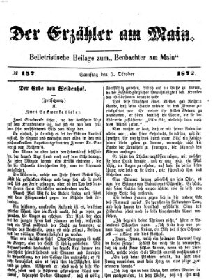 Der Erzähler am Main (Beobachter am Main und Aschaffenburger Anzeiger) Samstag 5. Oktober 1872